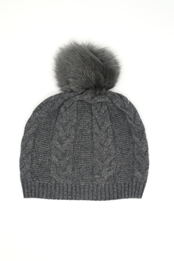 Cashmere Hat with Braid Knit Mongolian Gallery