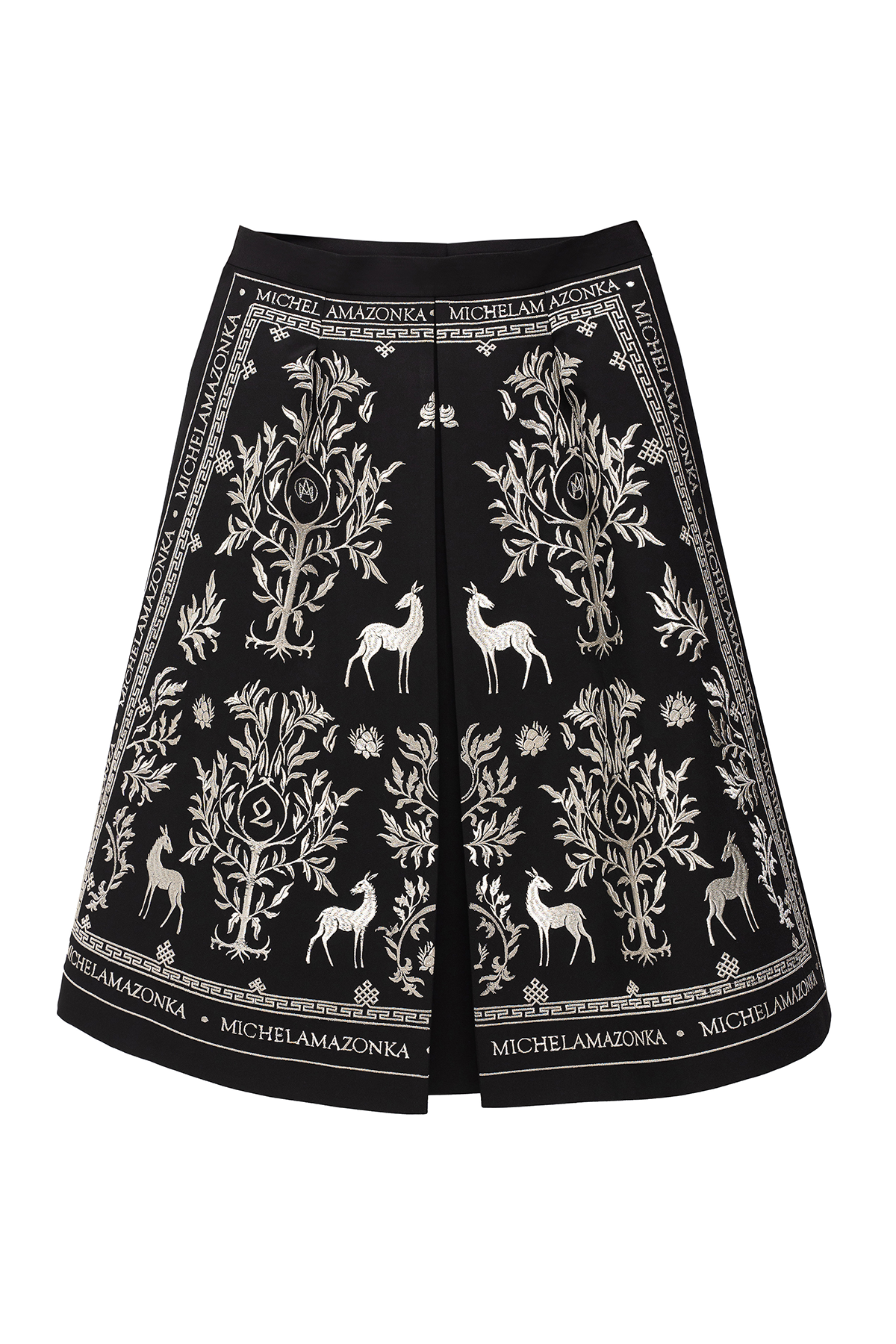 Black A-line Skirt with Embellishments