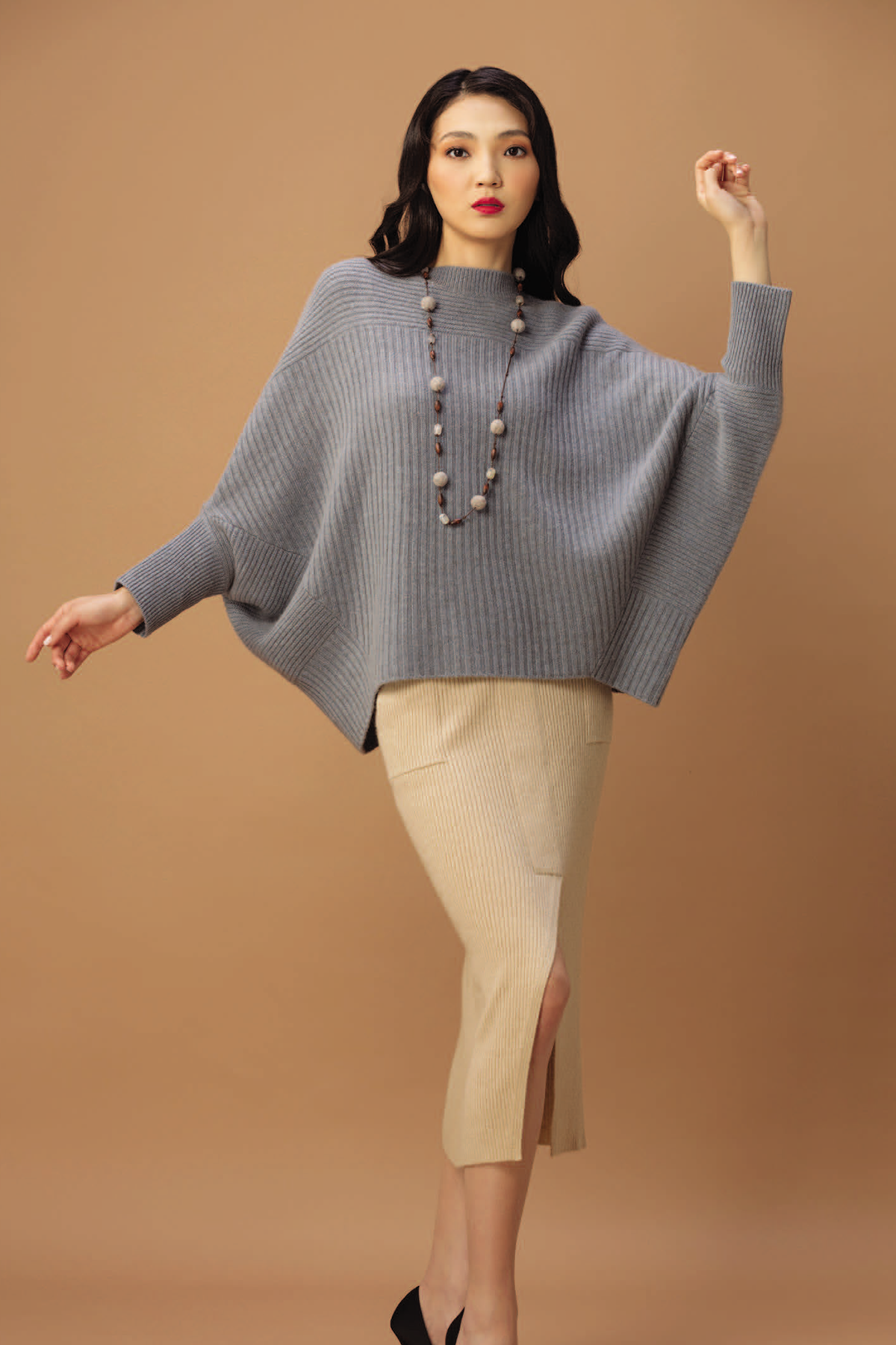Grey Drop-shoulder Cashmere Sweater