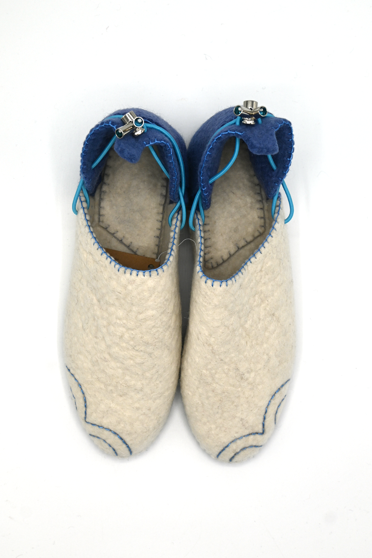 Handmade Wool Shoes Blue White