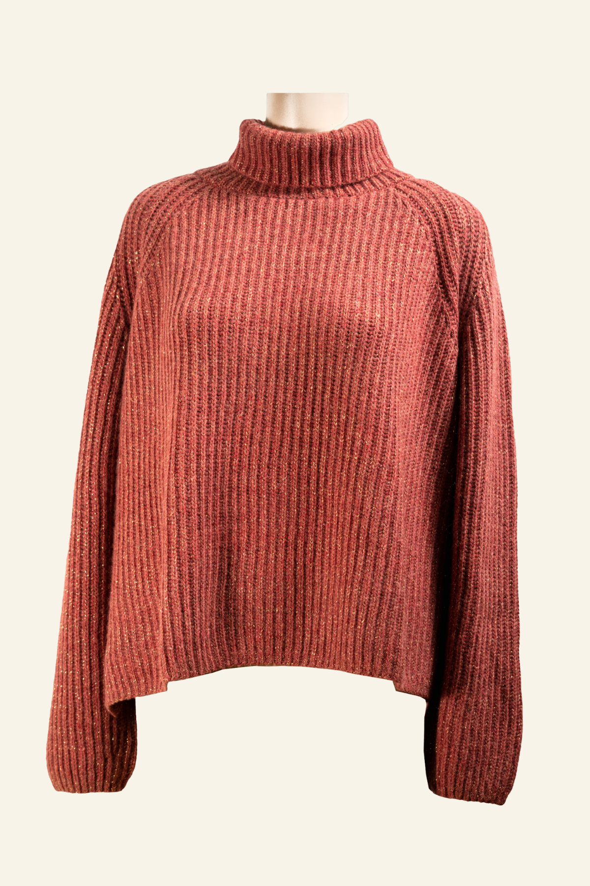 Oversized Cashmere Sweater with Hi-neck