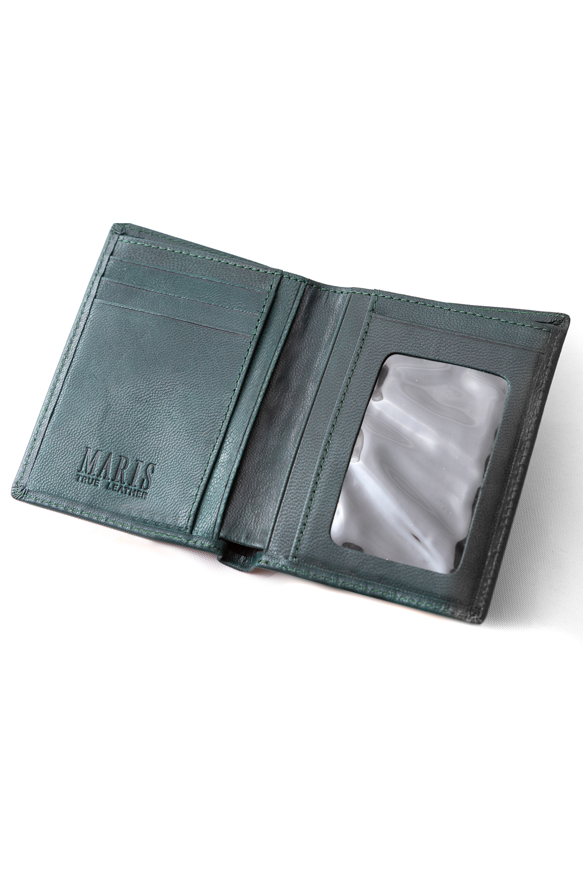 Vertical Green Leather Wallet