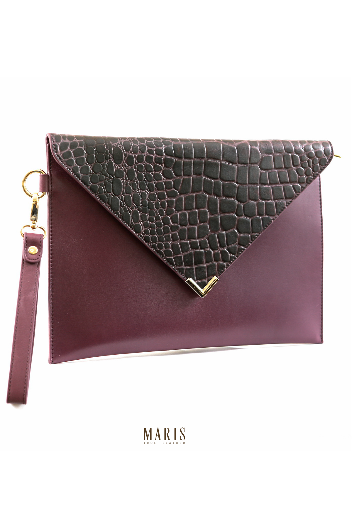 Leather Clutch in Purple