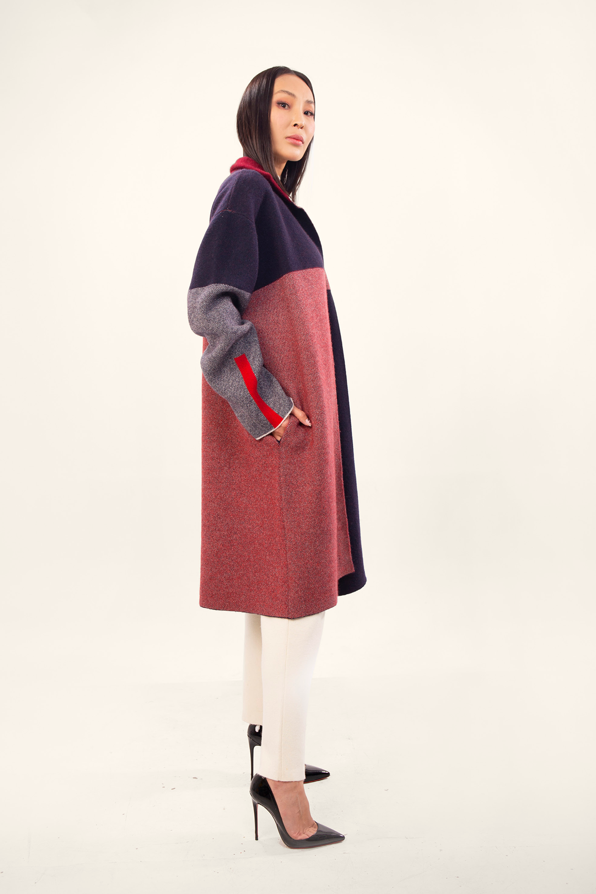 Purple and Red Boho Cashmere Coat