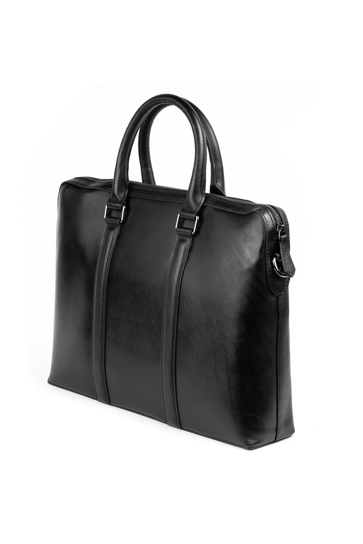Black Leather Work Bag for Men