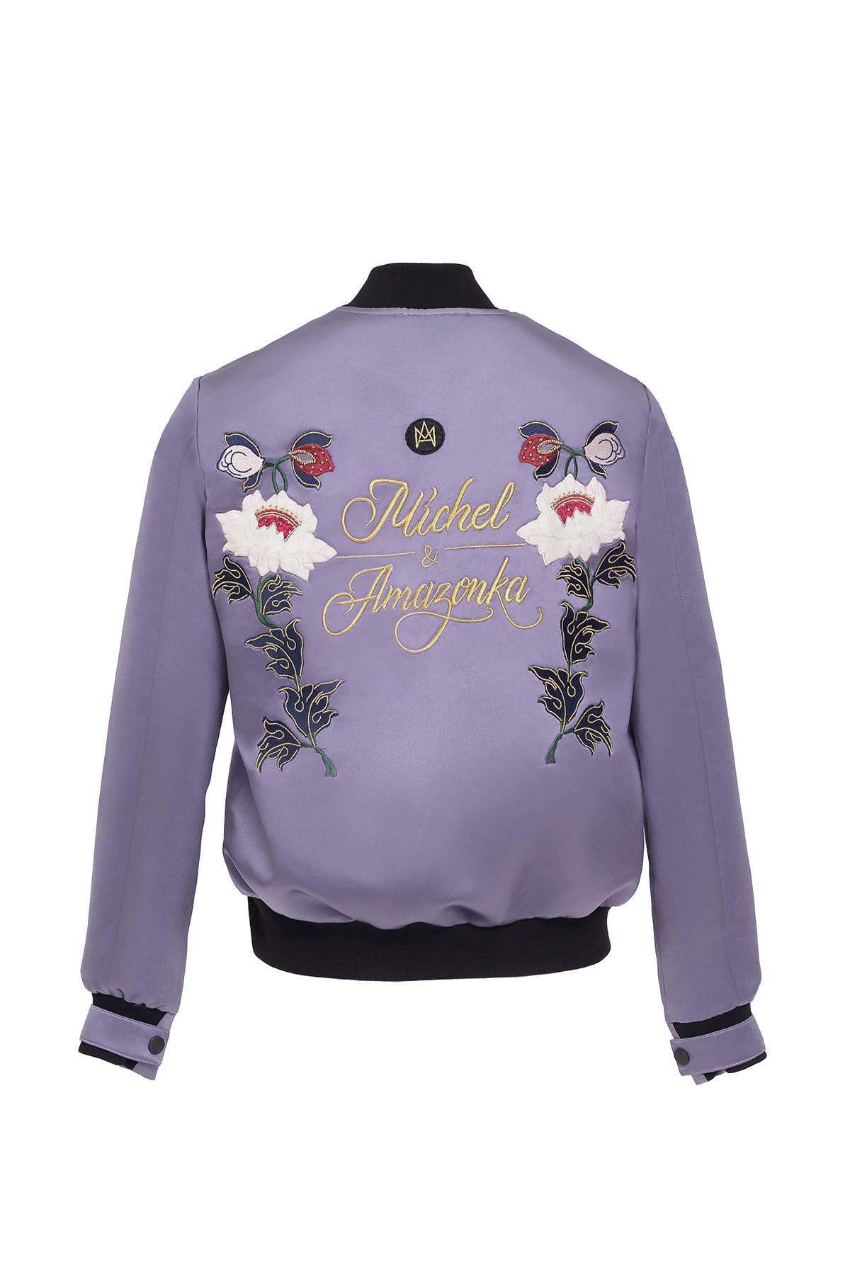 Silk Bomber Jacket with Embroidery