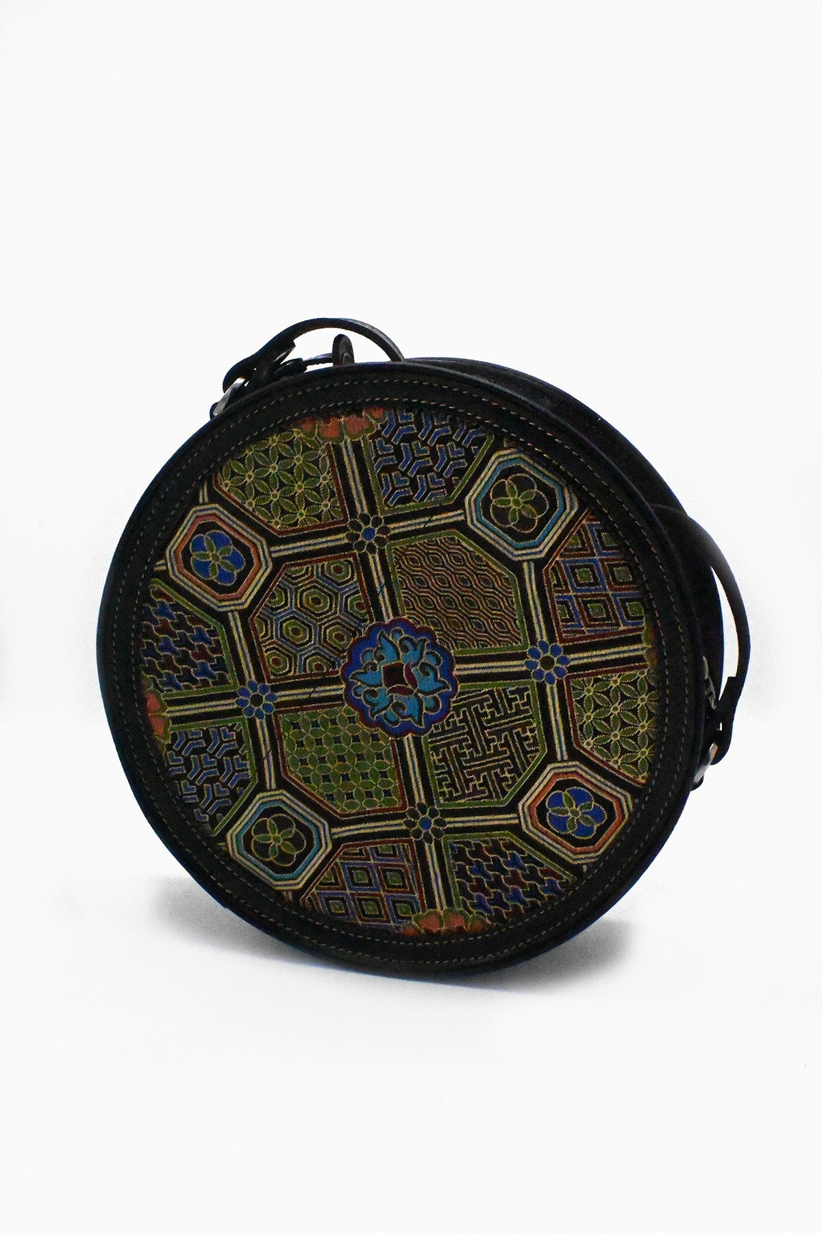 Silk Detailed Round Leather Crossbody Bag