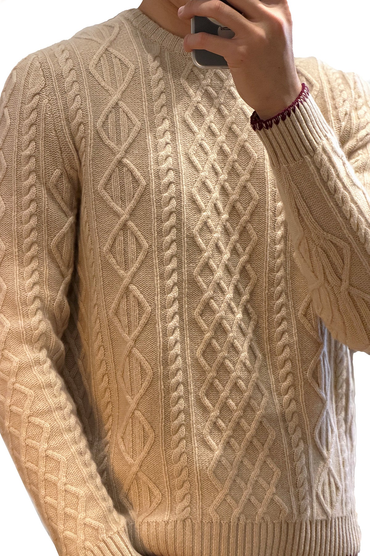 Pattern Knit Cashmere Crewneck