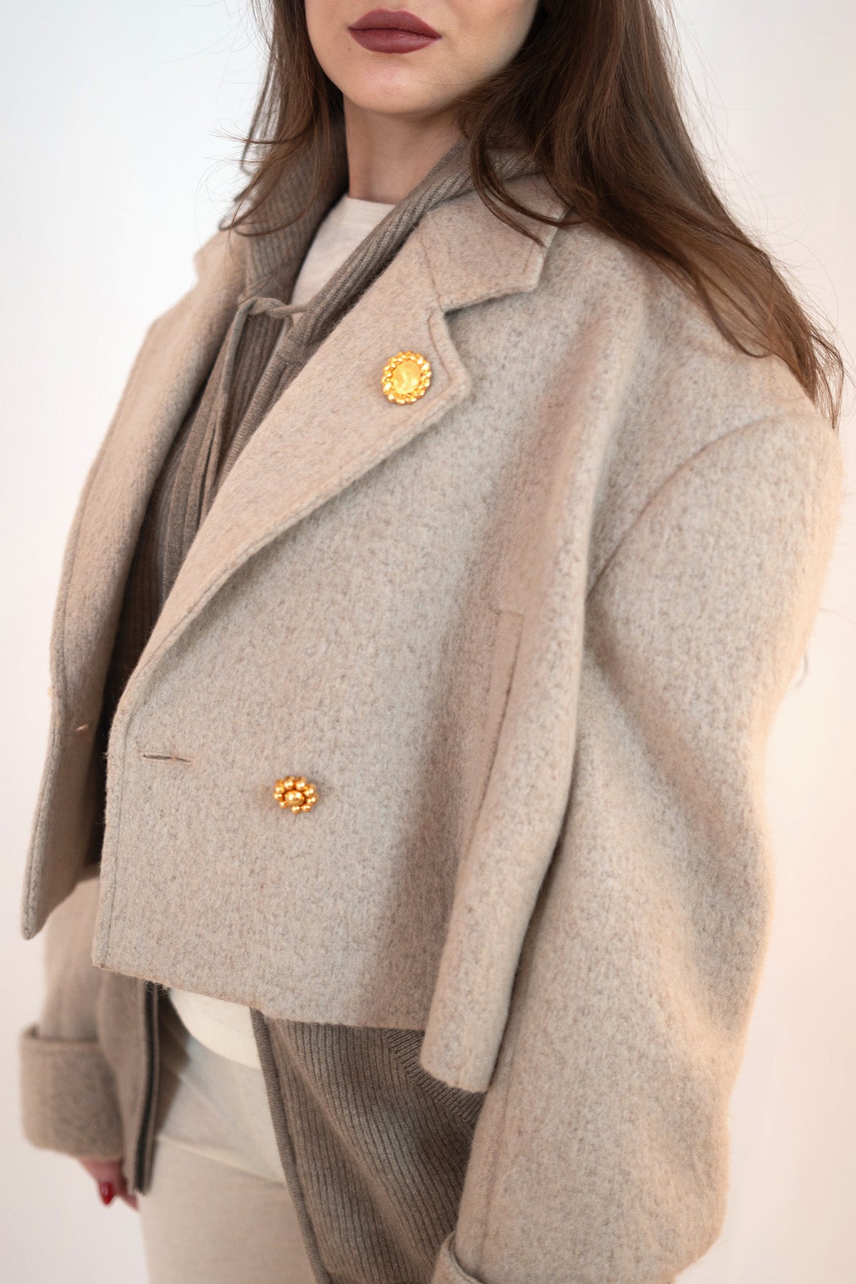Wool Cropped Jacket - Mongolian Gallery