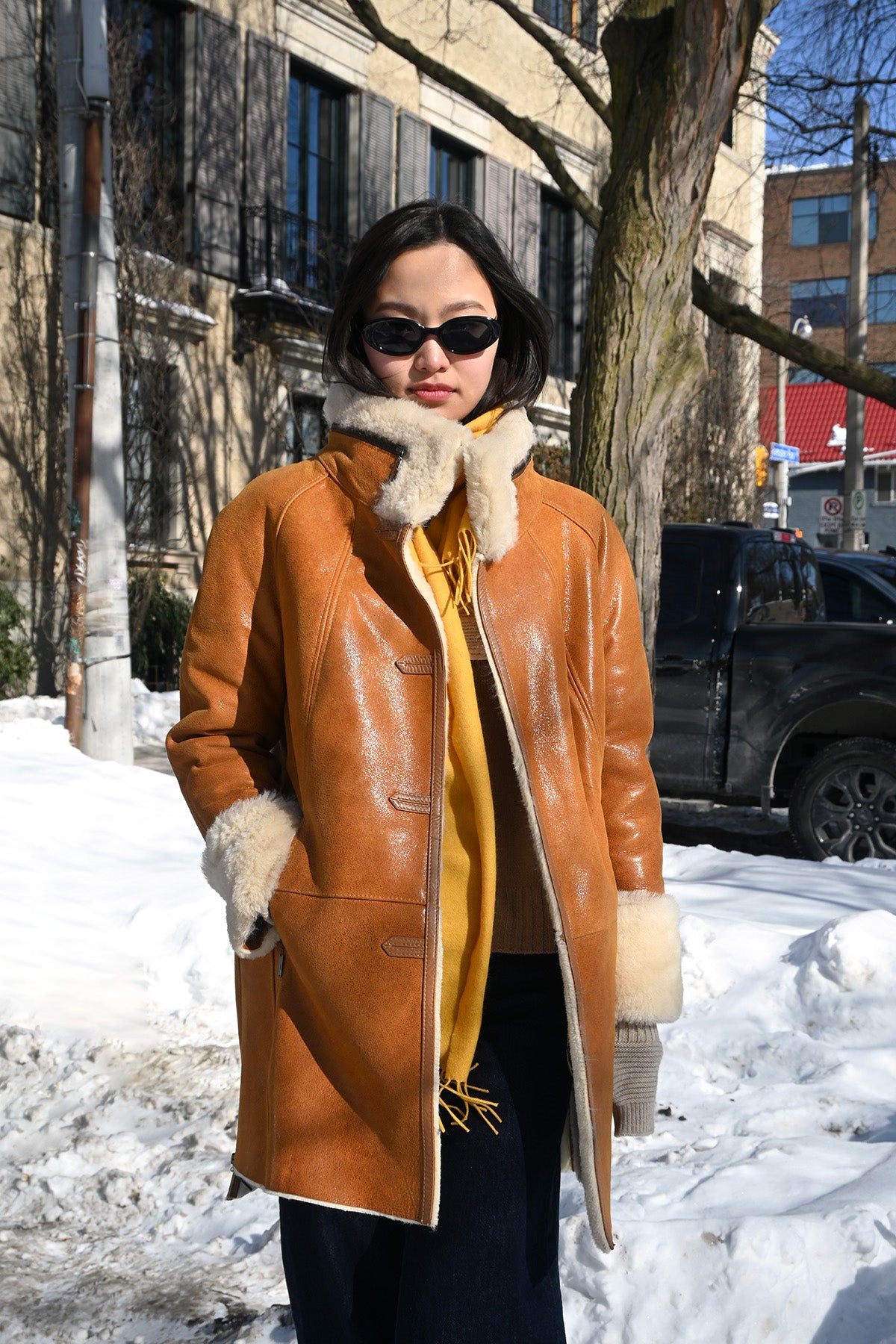 Light Beige Shearling Coat