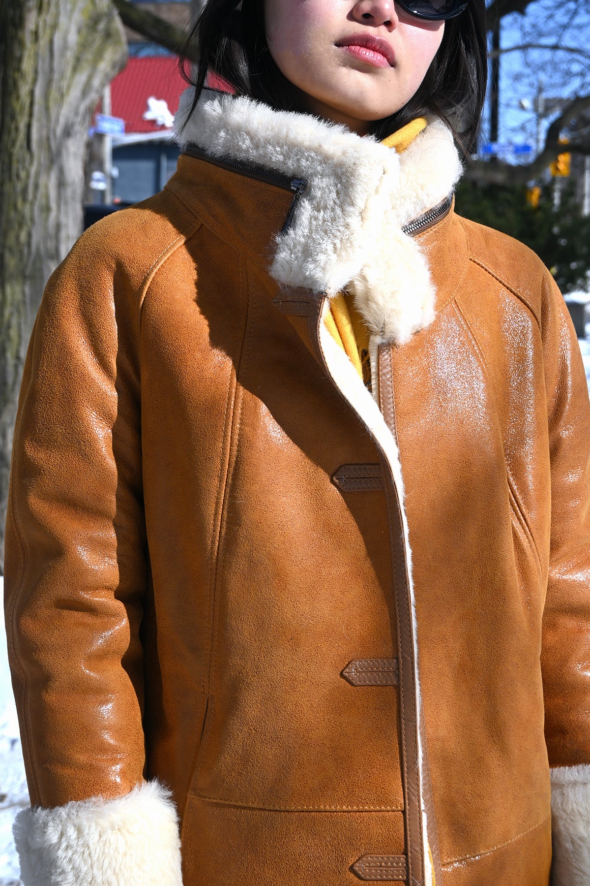 Light Beige Shearling Coat
