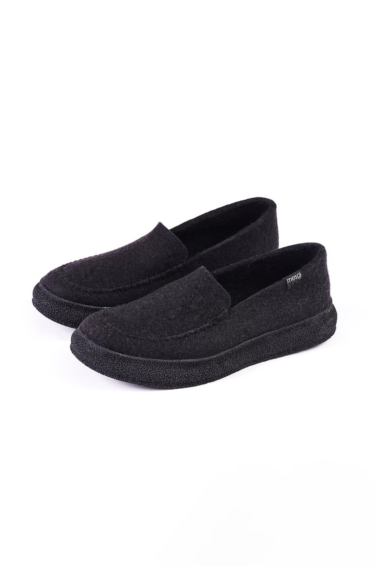 Black Felted Wool Boat Shoes