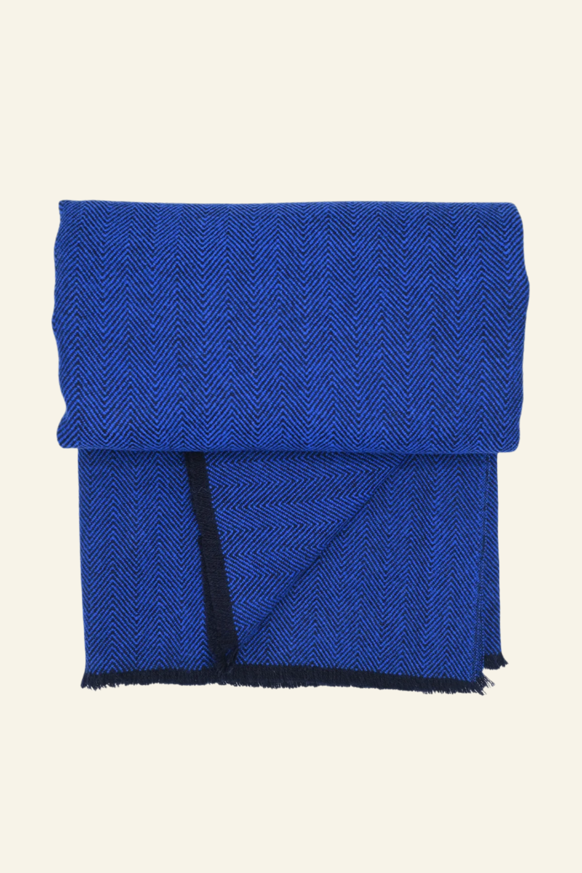 Cobalt Blue Herringbone Wool Blanket