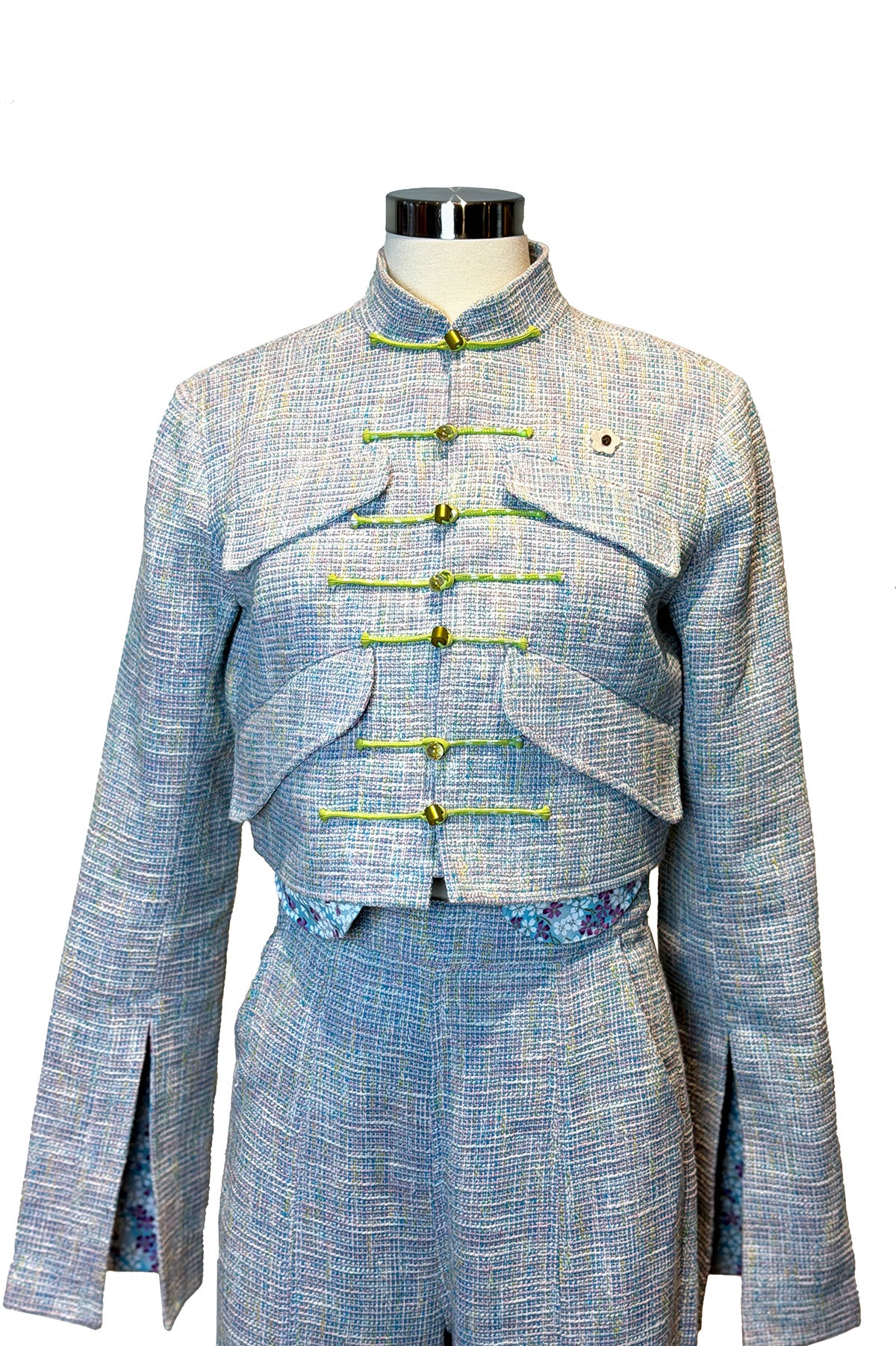 Blue Cotton Tweed Set