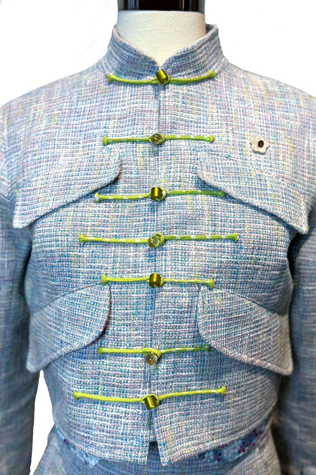 Blue Cotton Tweed Set