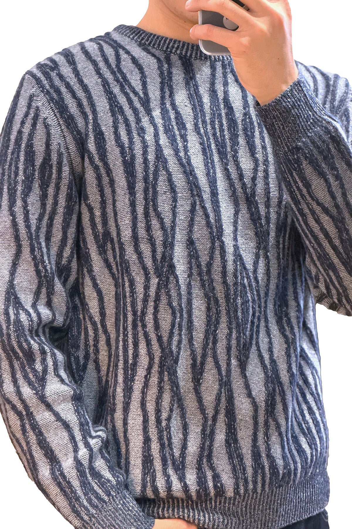 Navy Pattern Cashmere Sweater