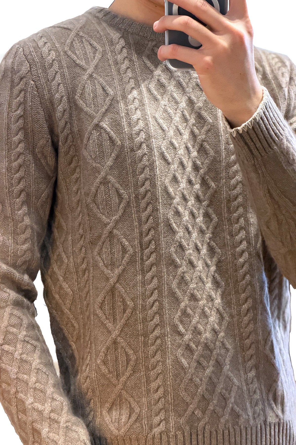 Pattern Knit Cashmere Crewneck