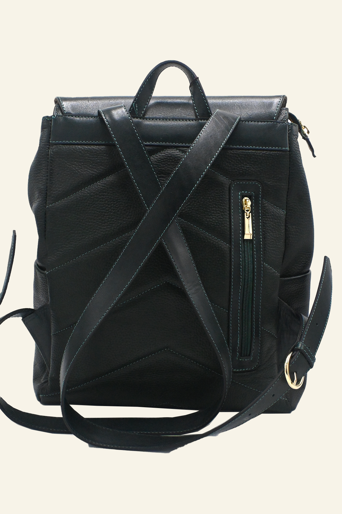 Forest Green Leather Backpack