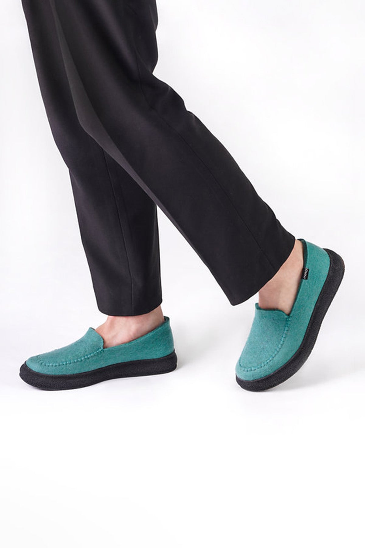 Green Felted Wool Boat Shoes