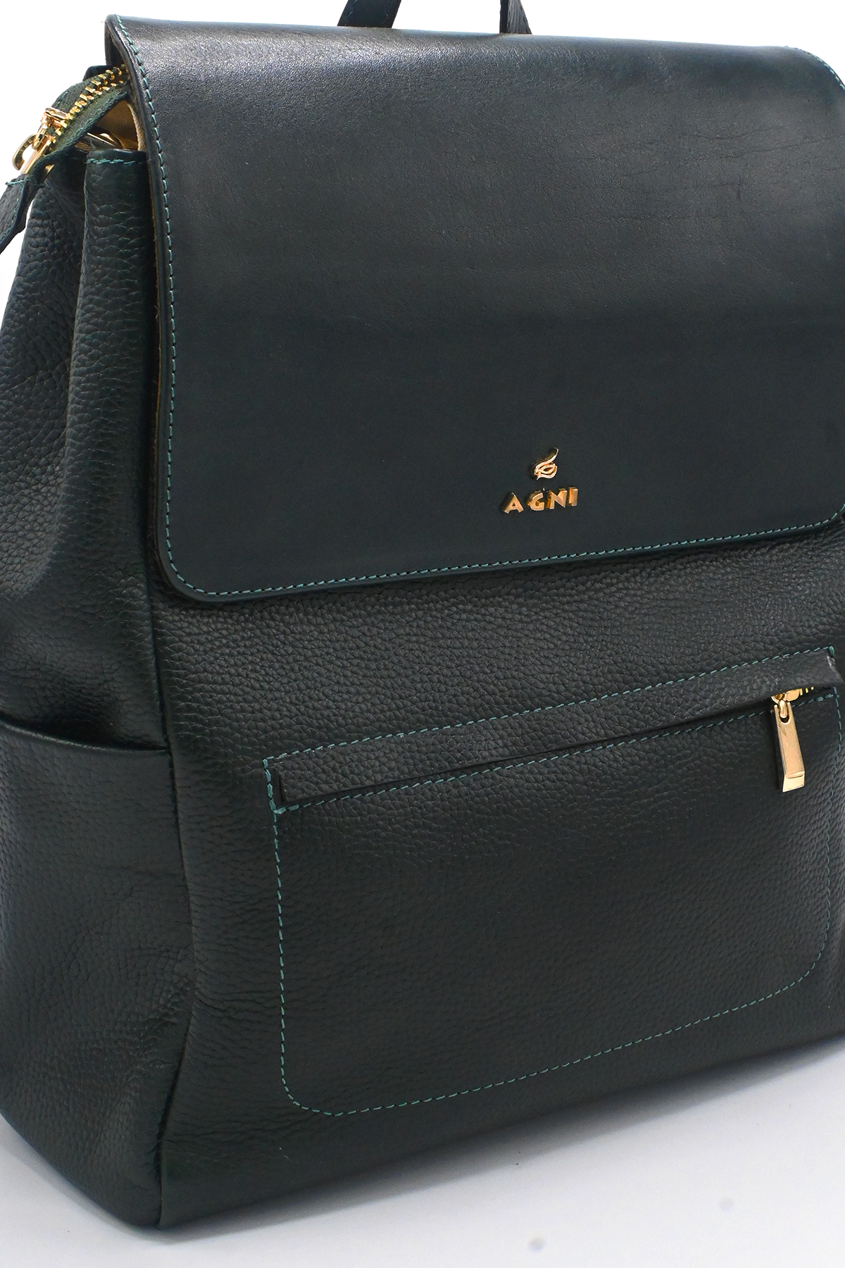 Forest Green Leather Backpack