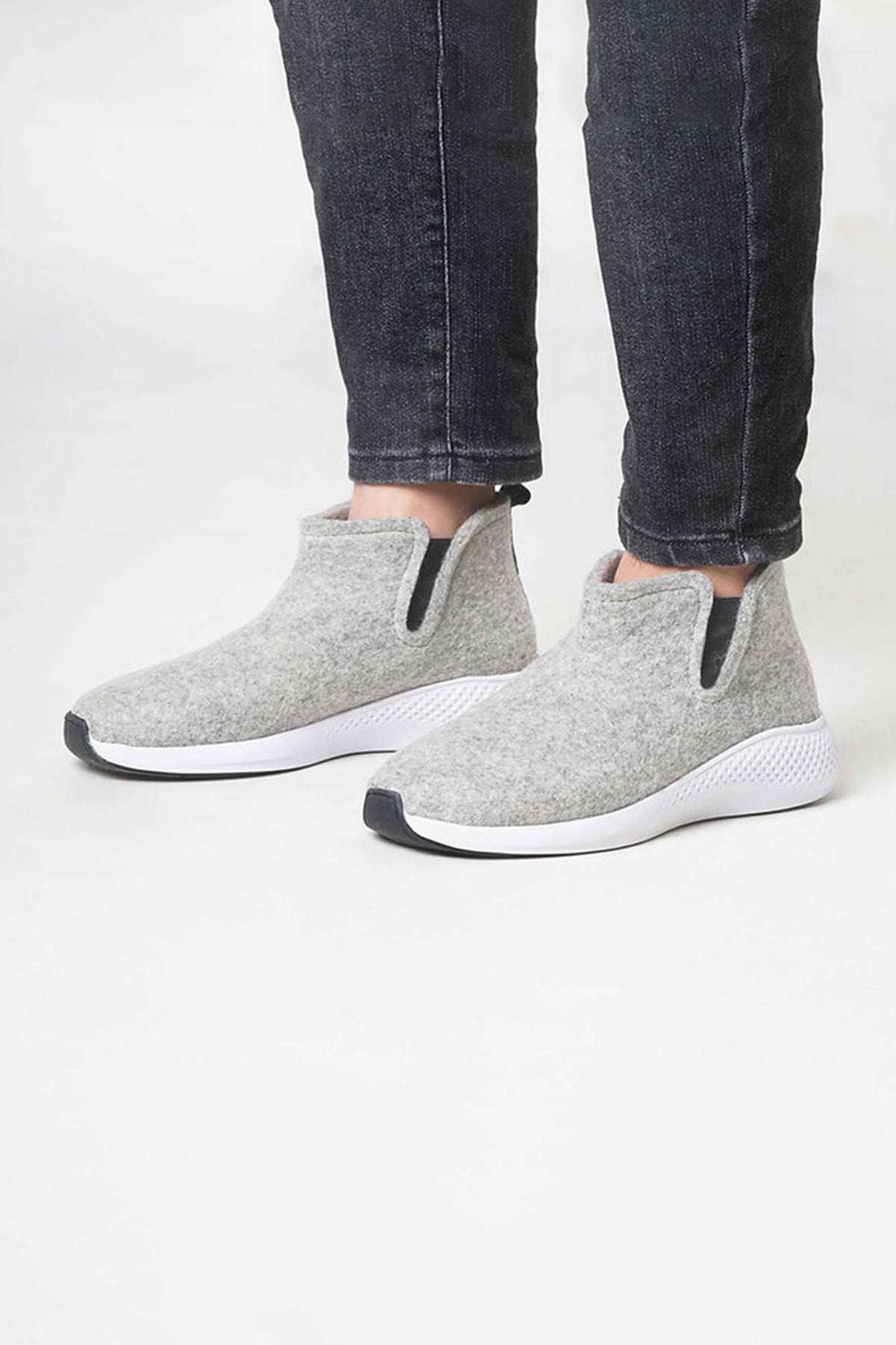 Grey Felted Wool Sport Shoes