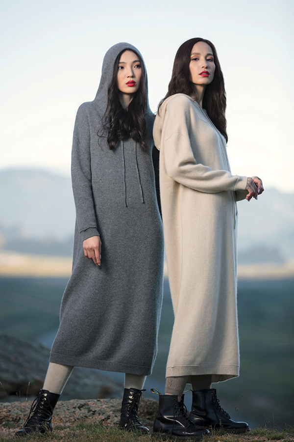 Long Hooded Cashmere Dress