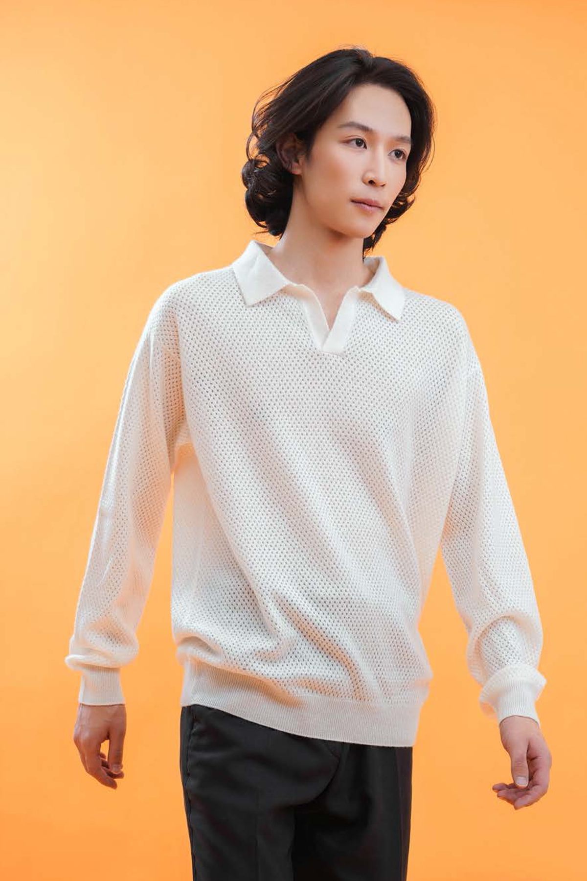 Men s Cashmere Polo Sweater Mongolian Gallery