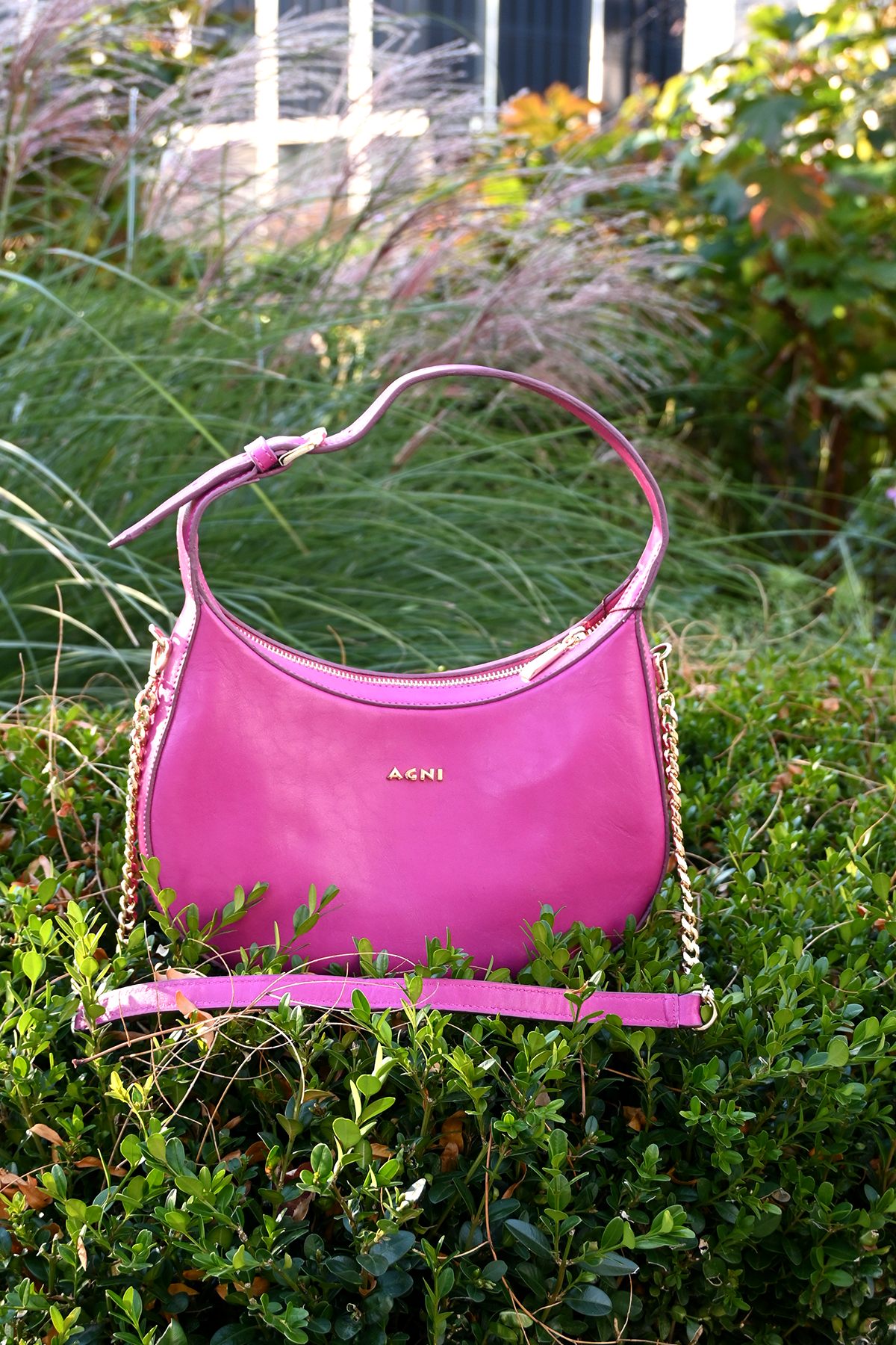 Pink Leather Shoulder Bag