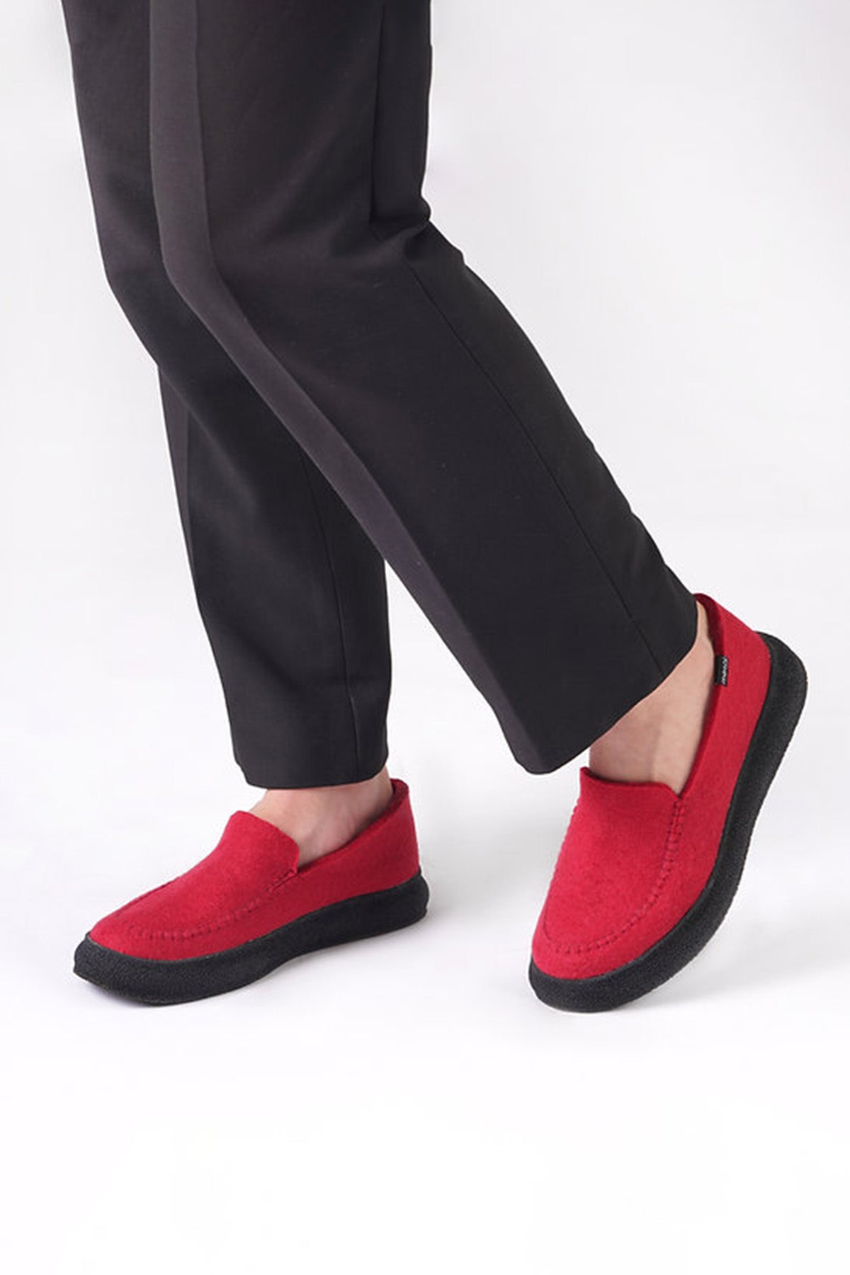 Red Felted Wool Boat Shoes