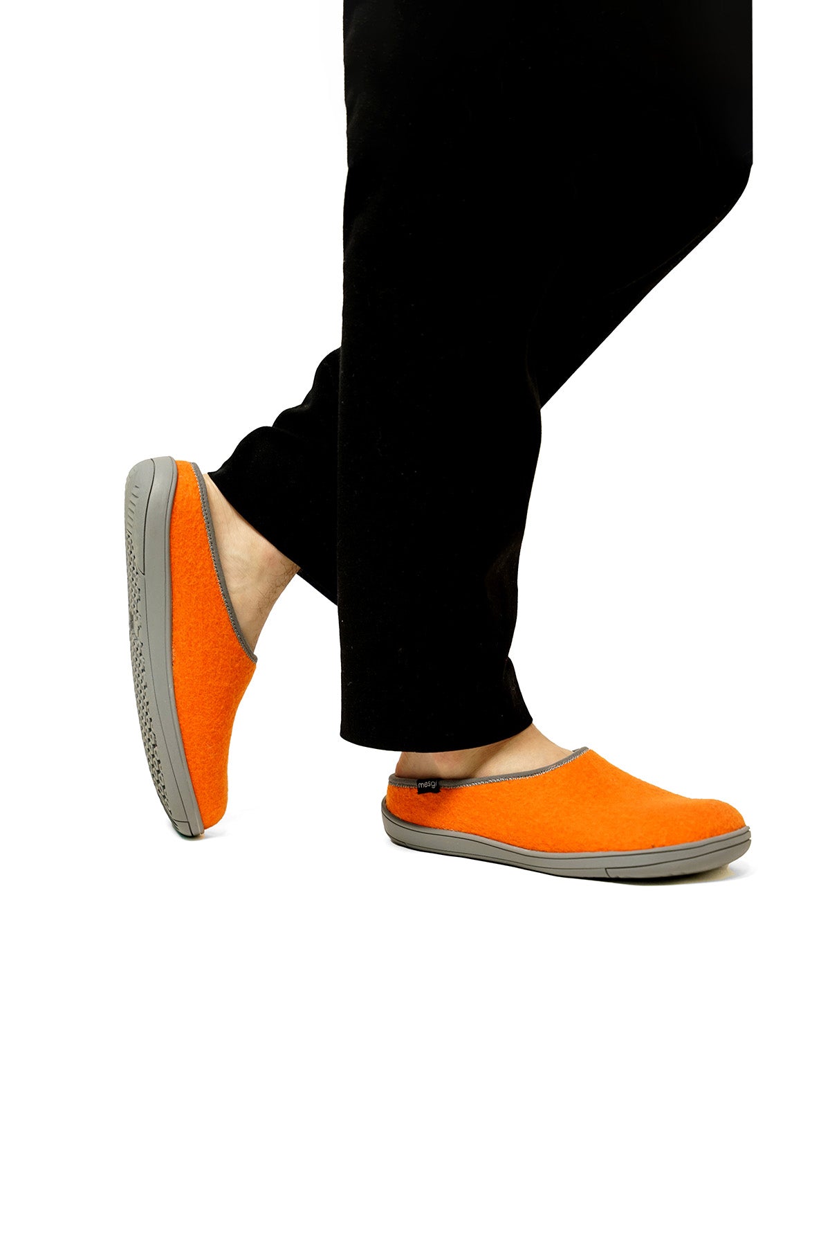 Orange Felted Wool Slippers