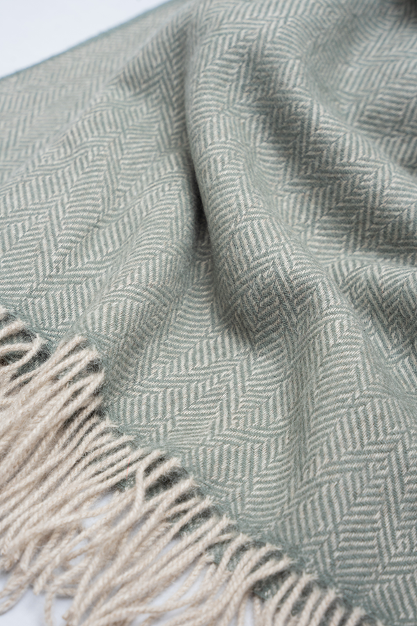 Herringbone Pattern Wool Throw
