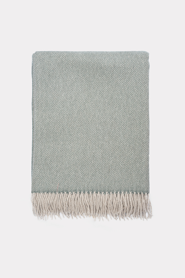 Herringbone Pattern Wool Throw
