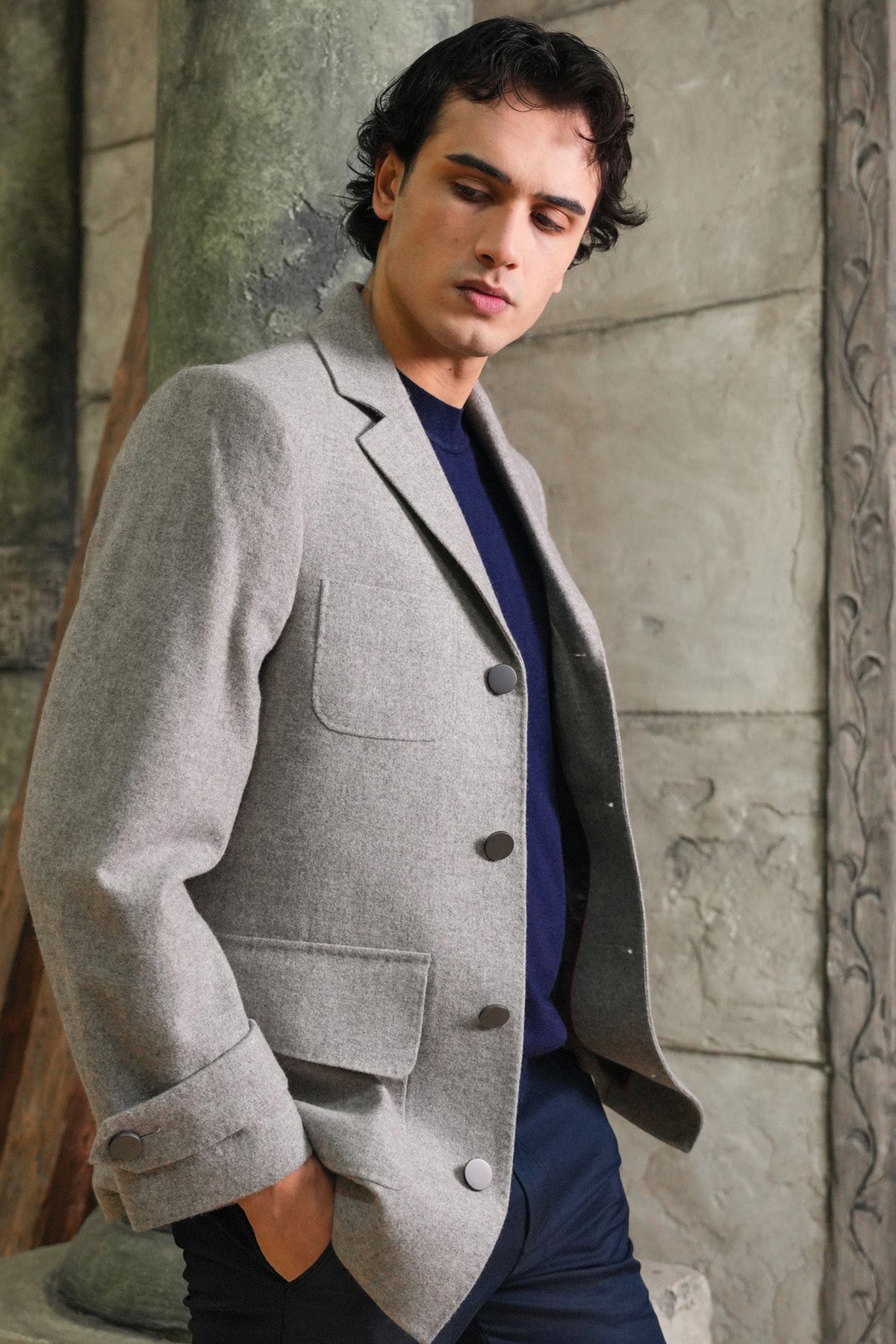 Brown HerringboneYak Wool Jacket