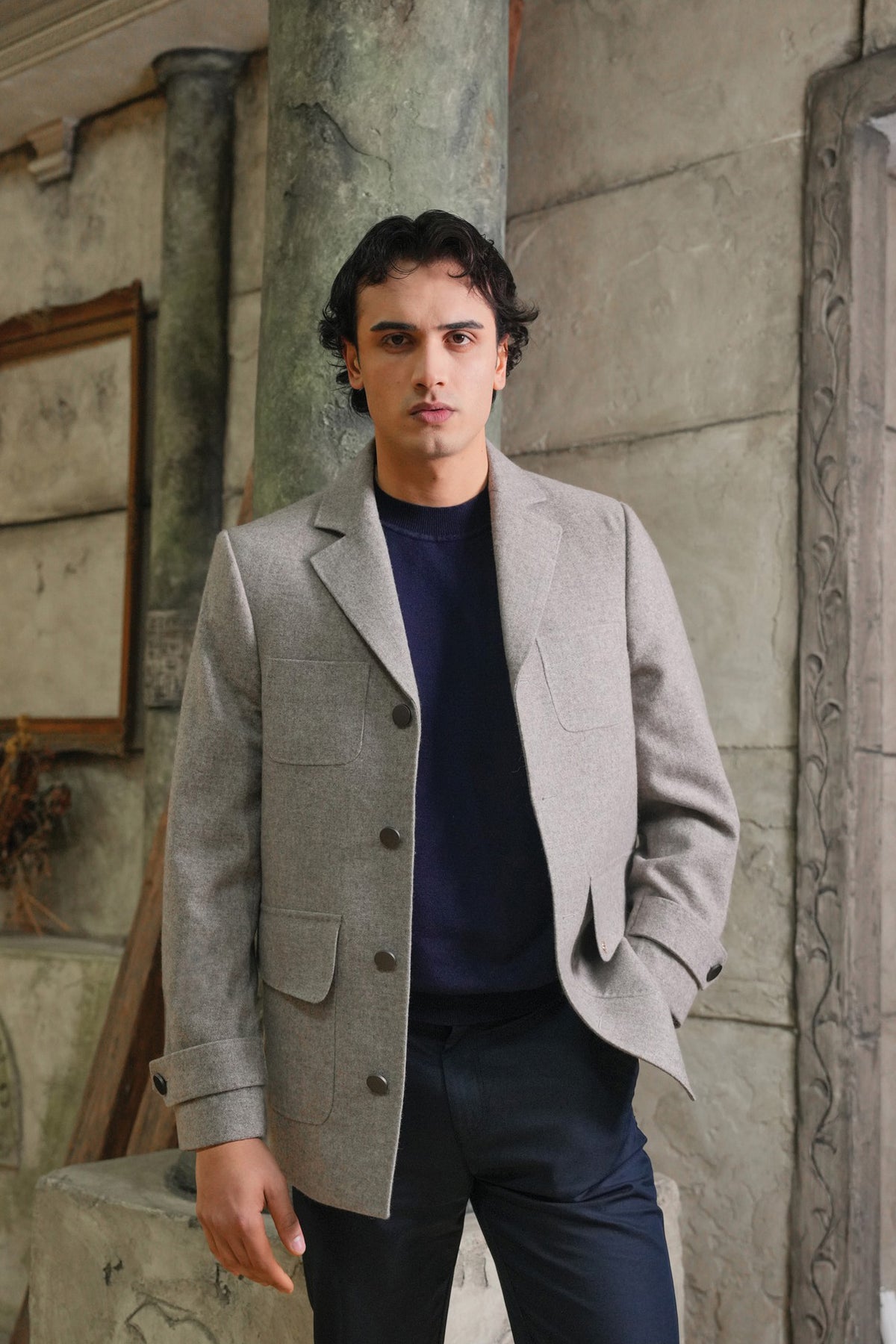 Brown HerringboneYak Wool Jacket