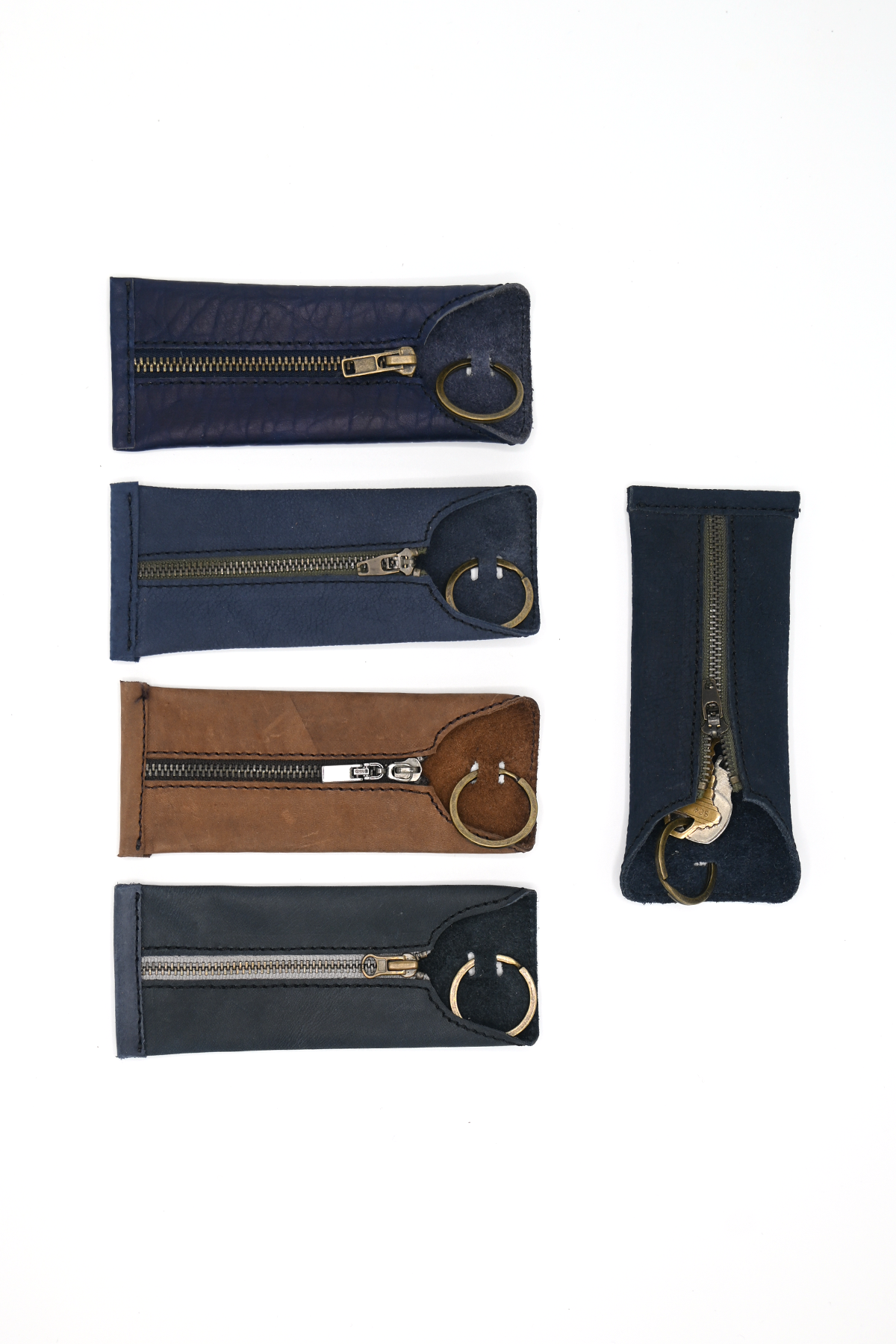 Zippered Leather Keychain