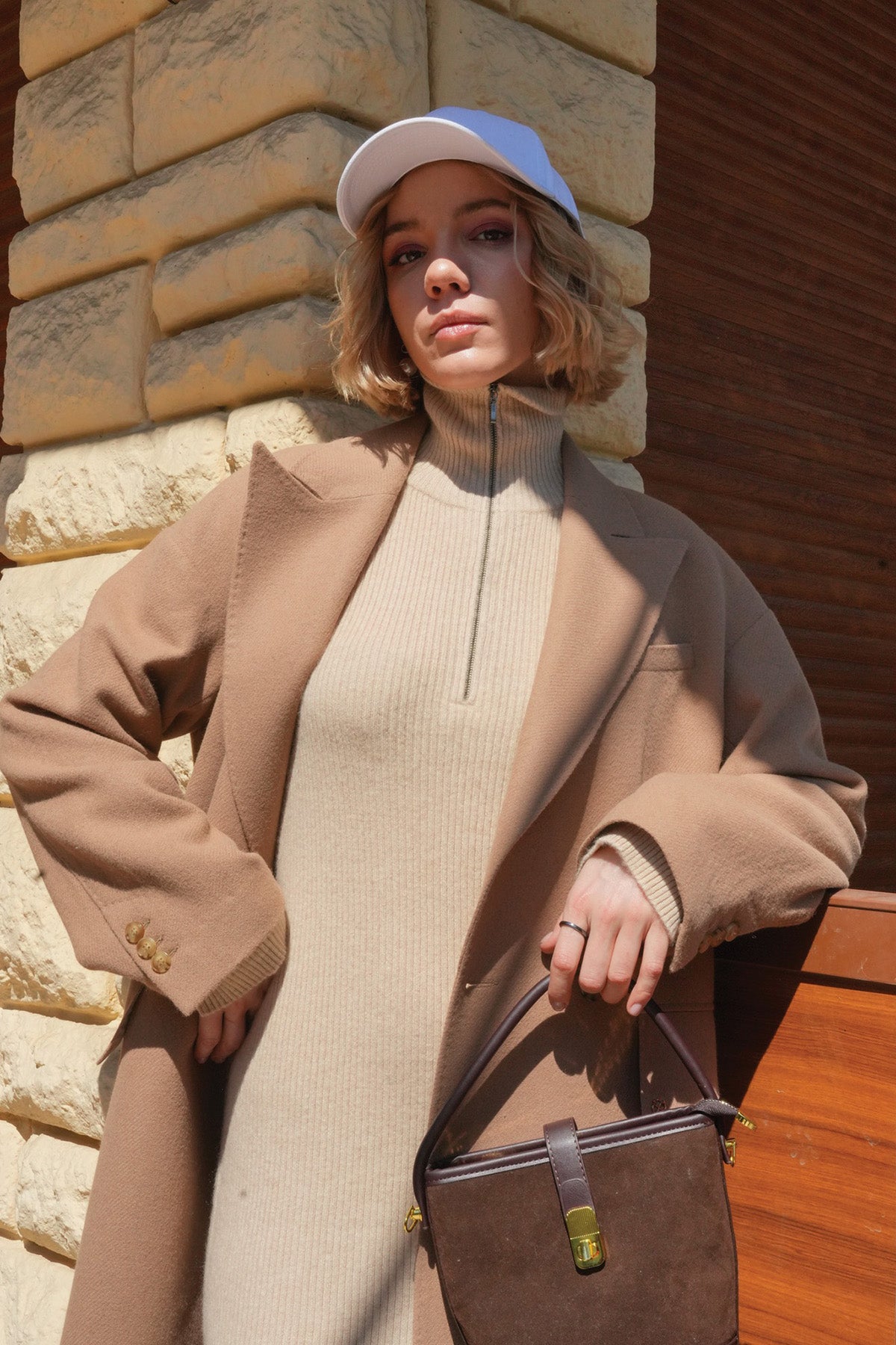 beige cashmere dress Neoma - Long Classic Cashmere Dress