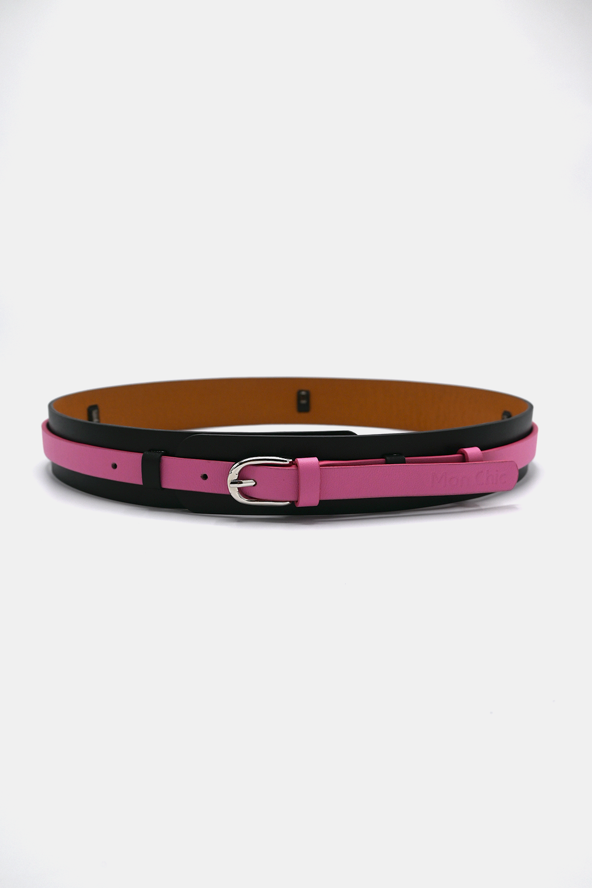 Black Pink Layered Leather Belt