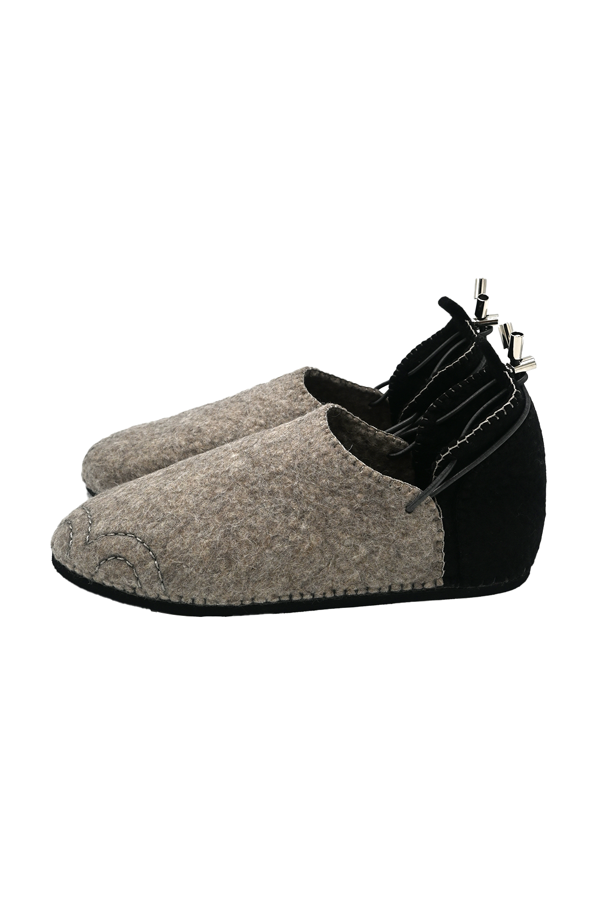Handmade Wool Shoes Grey & Black