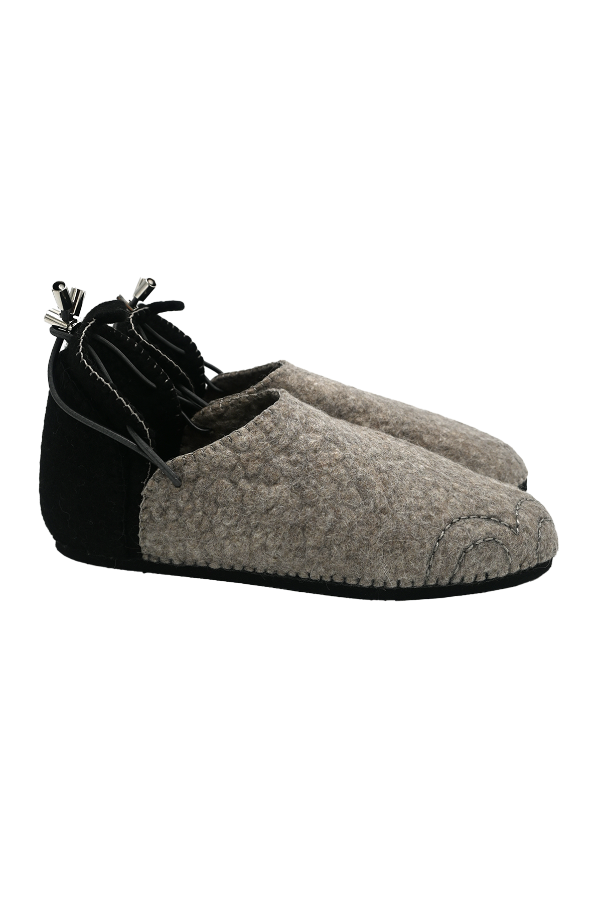 Handmade Wool Shoes Grey &amp; Black