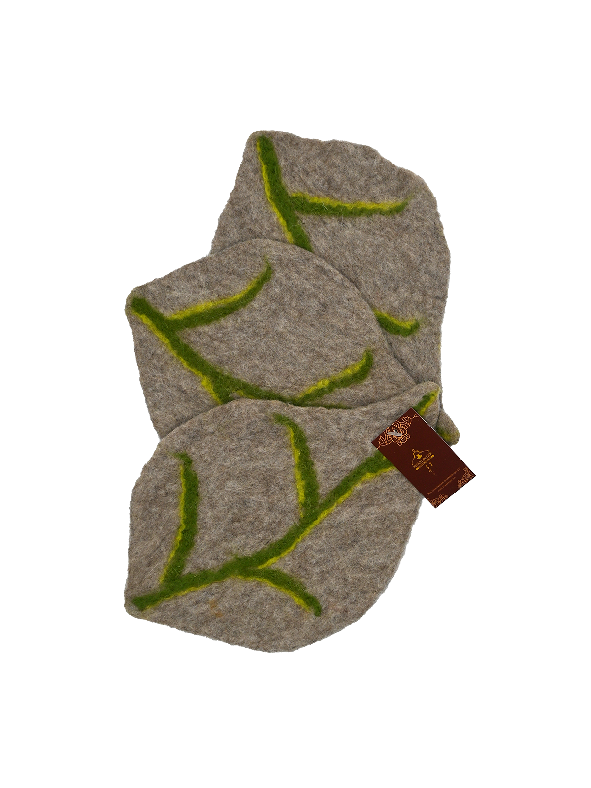 Handmade Leaf Style Wool Coasters (3pcs)