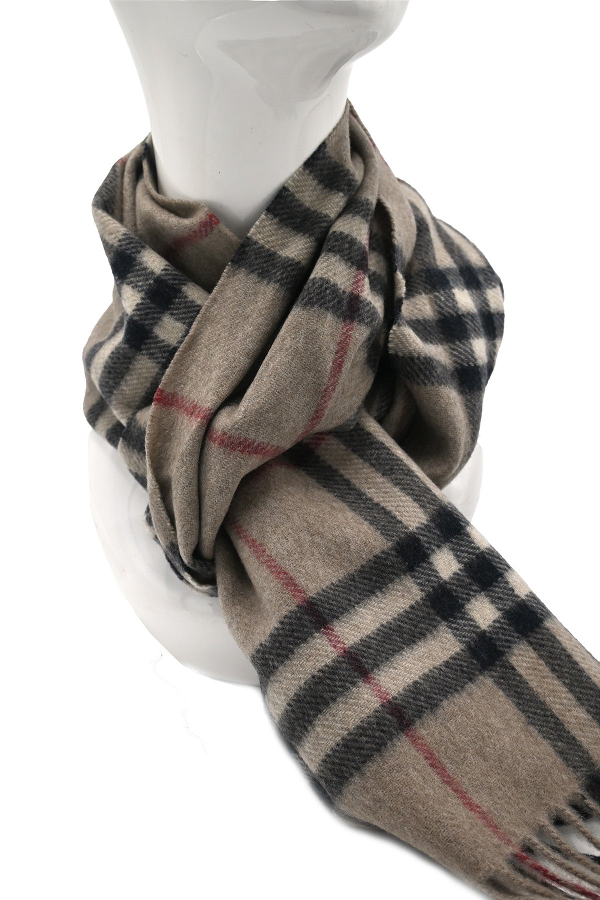 Brown Plaid Cashmere Scarf