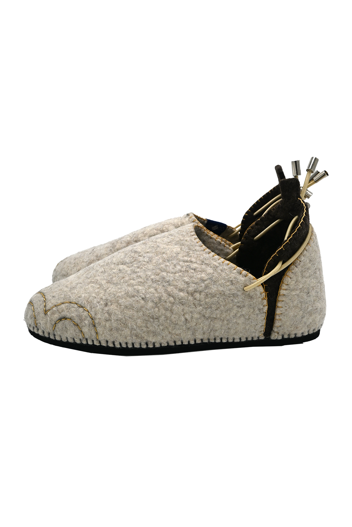 Handmade Wool Shoes Beige Brown