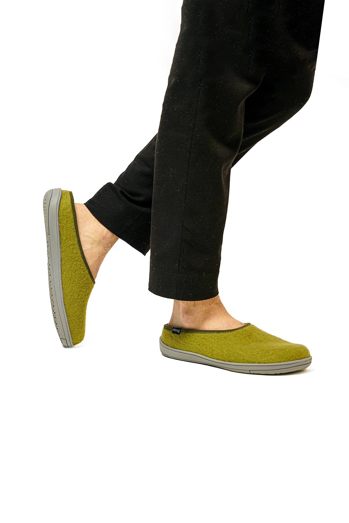 Green Felted Wool Slippers