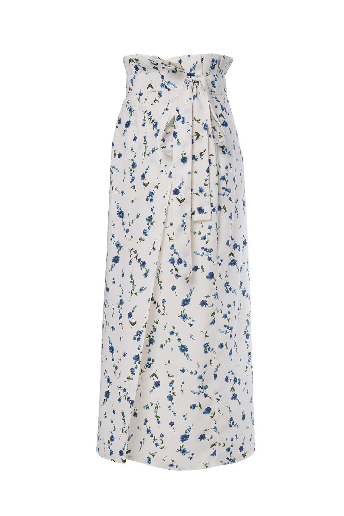 White Wrap Skirt with Floral Pattern