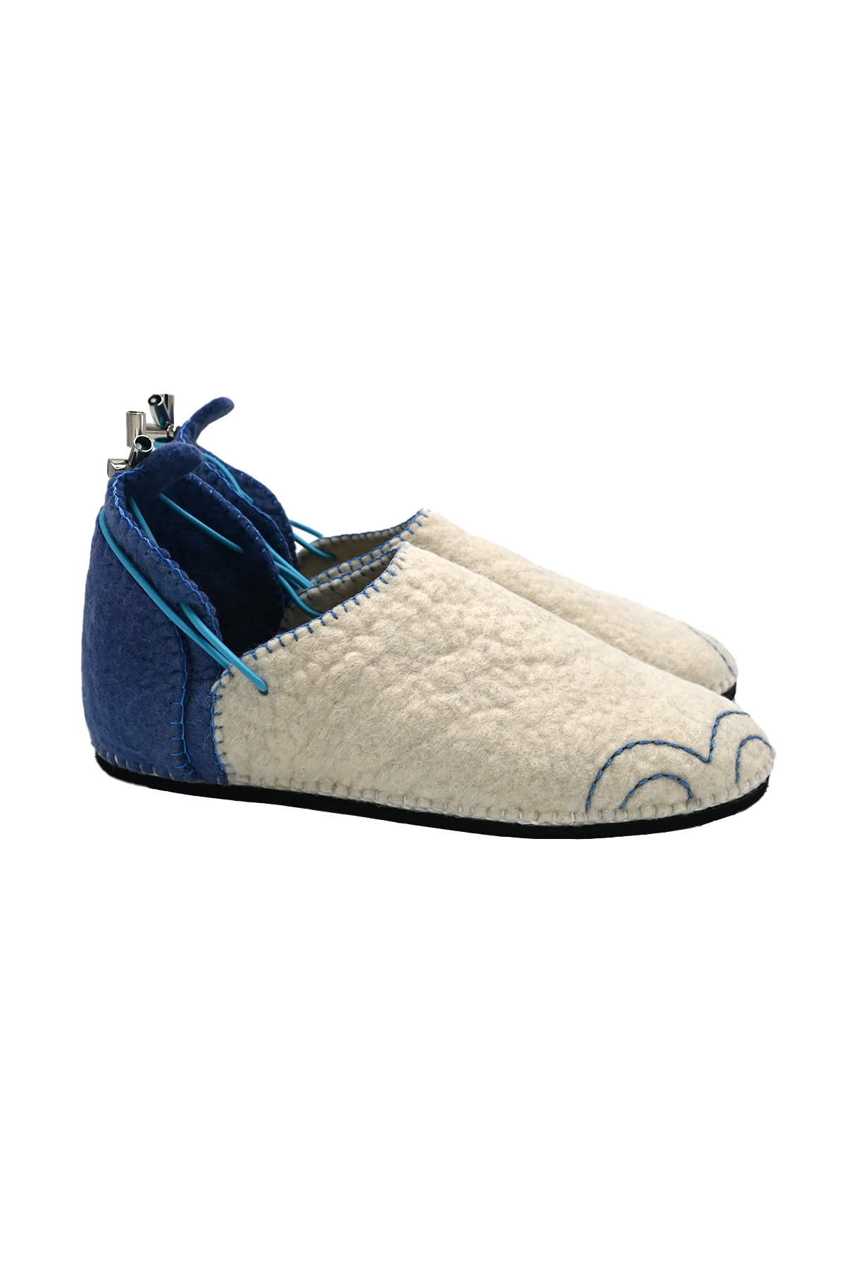 Handmade Wool Shoes Blue White