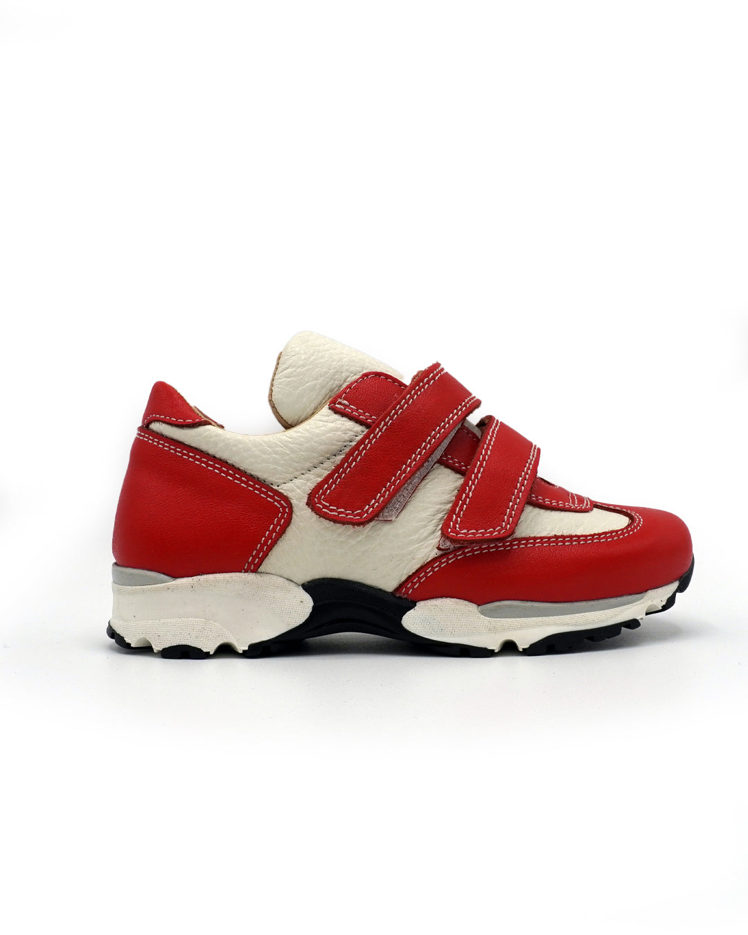 Red Leather Sneaker with Double-strap