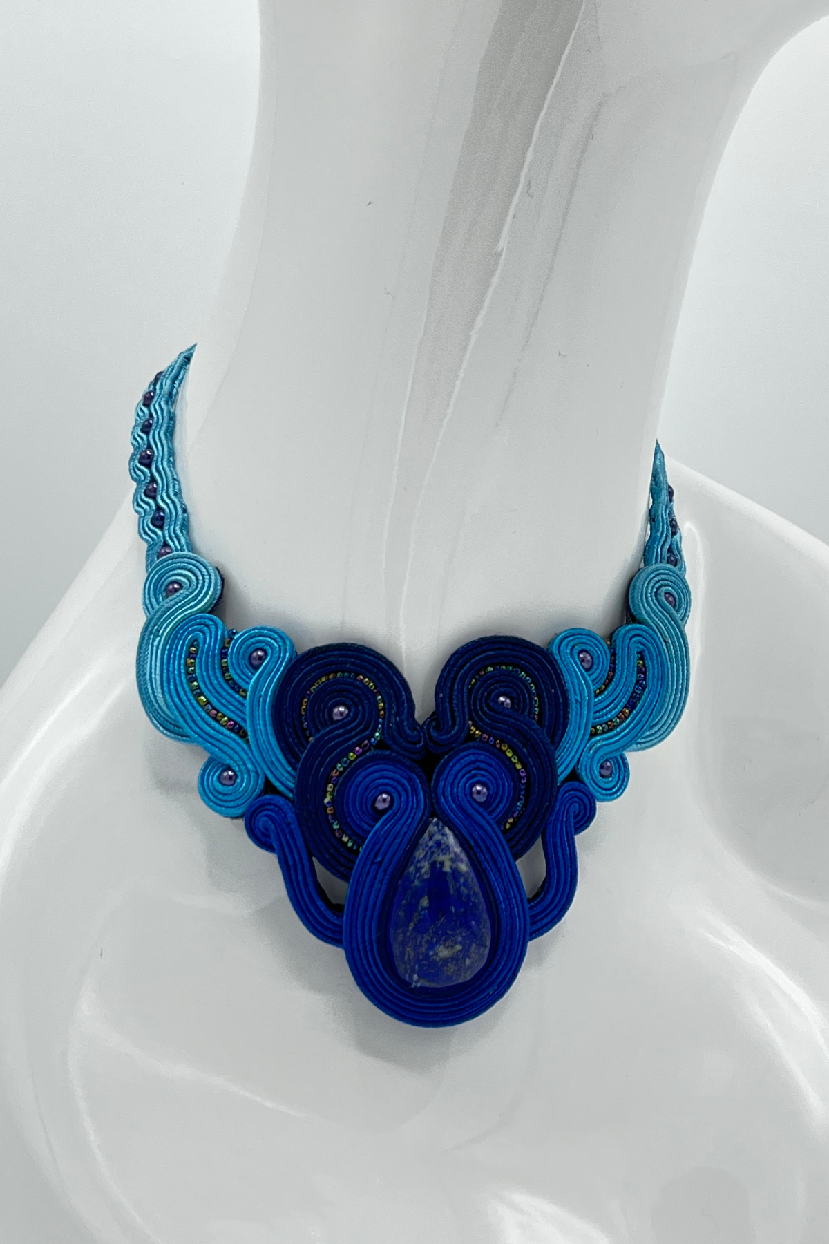 Light Blue Soutache Necklace