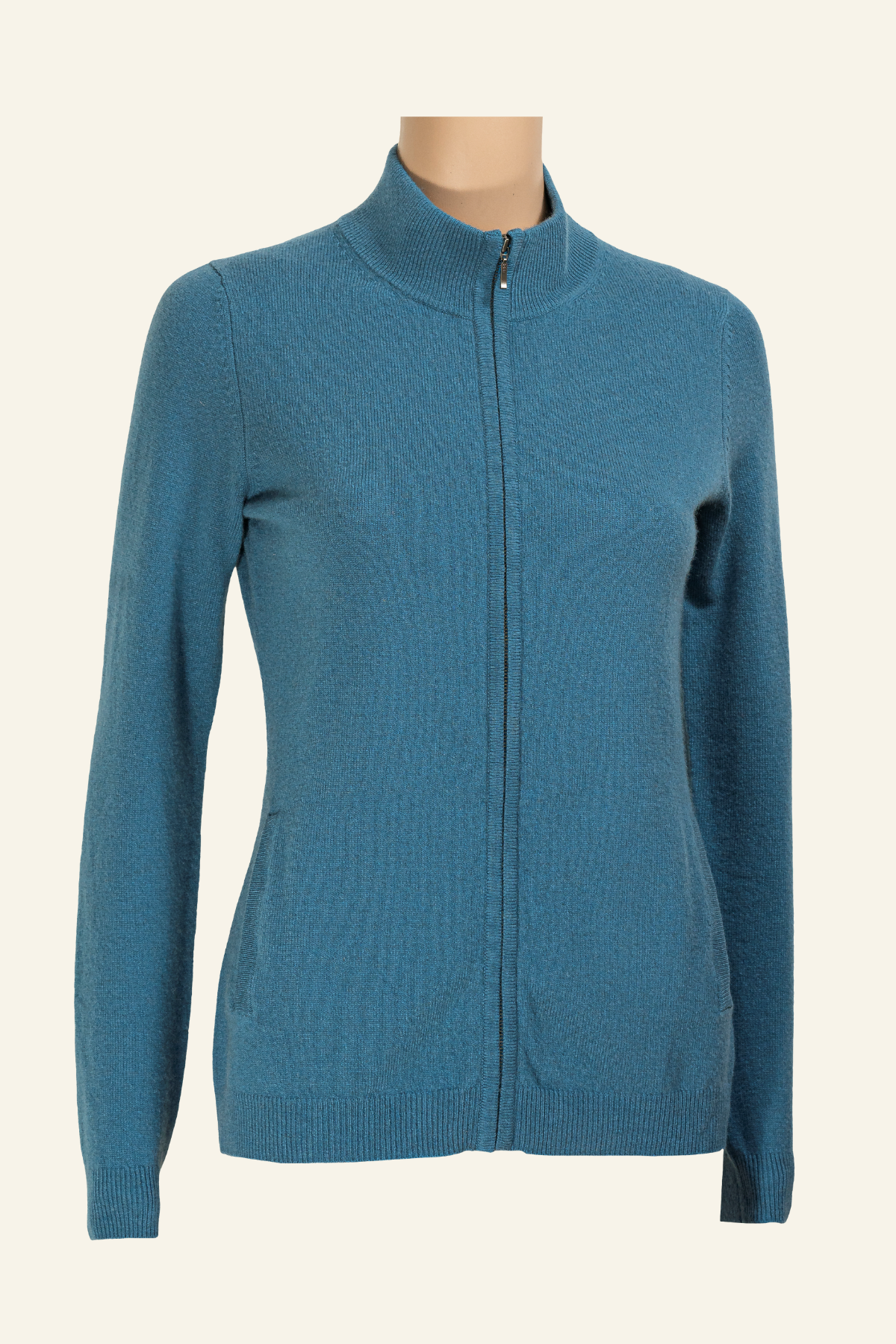 Zippered Hi-neck Cashmere Cardigan
