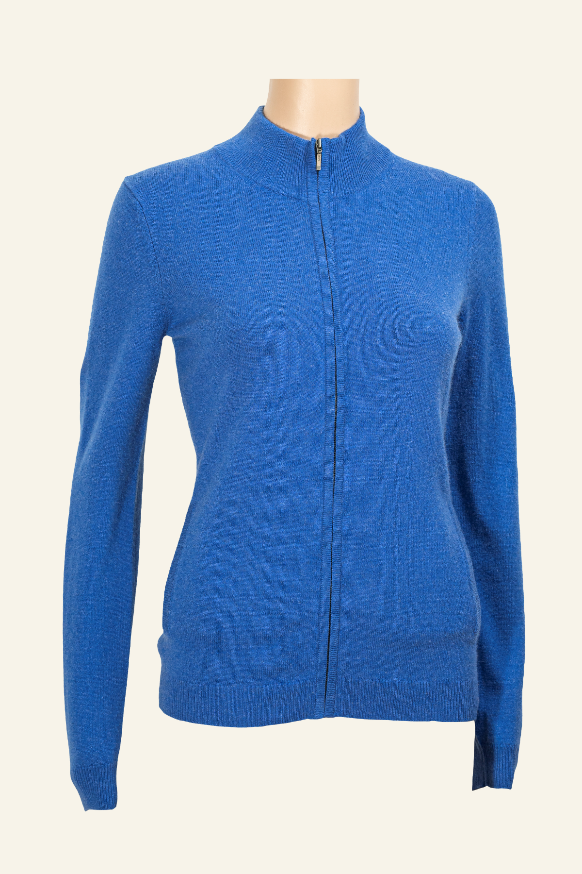 Zippered Hi-neck Cashmere Cardigan