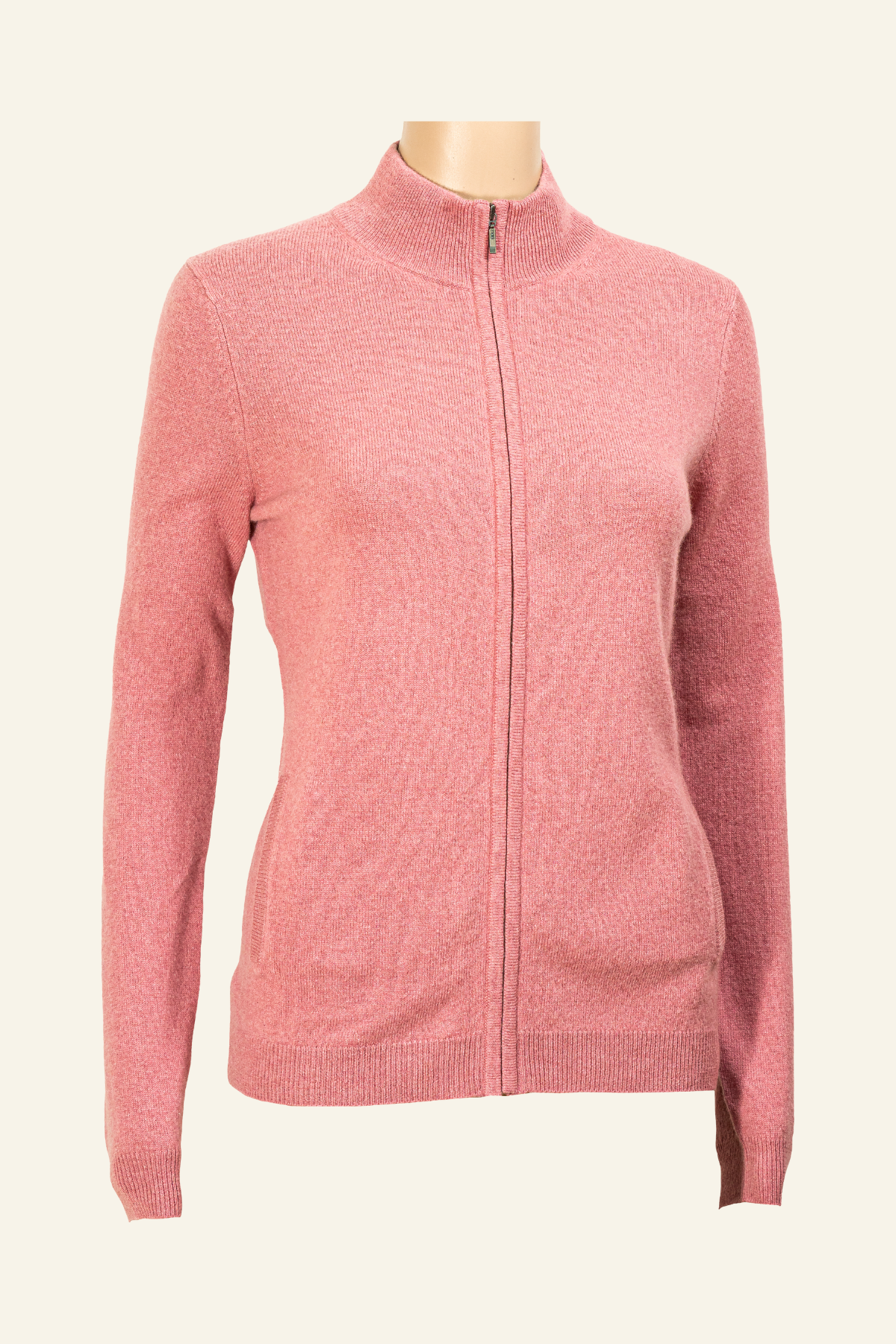 Zippered Hi-neck Cashmere Cardigan